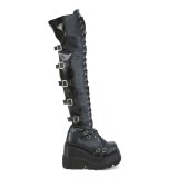 Leatherette 11,5 cm SHAKER-350 Wedge Platform Thigh High Boots