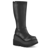 Leatherette 11,5 cm stretch platform boots with wide calf