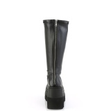 Leatherette 11,5 cm stretch platform boots with wide calf