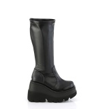 Leatherette 11,5 cm stretch platform boots with wide calf