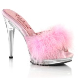 Leatherette 12,5 cm GLORY-501F-8 Rosa mules high heels with marabou feathers