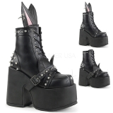 Leatherette 13 cm DEMONIA CAMEL-202 goth ankle boots with rivets