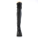Leatherette 13 cm DYNAMITE-300-2 Wedge Platform Thigh High Boots Black