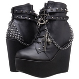 Leatherette 13 cm POISON-101 lolita ankle boots goth wedge platform