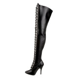 Leatherette 13 cm SEDUCE-3024 Black high heeled mens thigh high boots