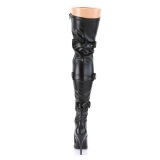 Leatherette 13 cm SEDUCE-3028 Black overknee boots with laces