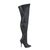 Leatherette 13 cm thigh high stretch overknee boots with wide calf