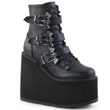 Leatherette 14 cm SWING-103 goth ankle boots wedge platform