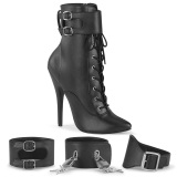 Leatherette 15 cm DOMINA-1023 Black ankle boots high heels