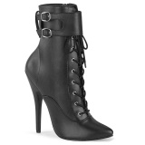 Leatherette 15 cm DOMINA-1023 Black ankle boots high heels