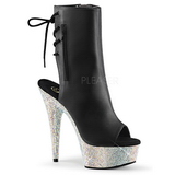 Leatherette rhinestones 15 cm BEJEWELED-1018DM platform ankle boots