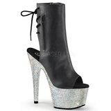 Leatherette rhinestones 18 cm BEJEWELED-1018D7 platform ankle boots