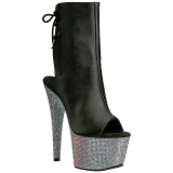 Leatherette rhinestones 18 cm BEJEWELED-1018D7 platform ankle boots