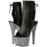 Leatherette rhinestones 18 cm BEJEWELED-1018D7 platform ankle boots