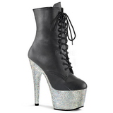 Leatherette rhinestones 18 cm BEJEWELED-1020-7 platform ankle boots