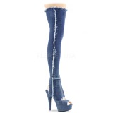 Leinenstoff 15 cm DELIGHT-3030 Overknee stiefel mit plateau