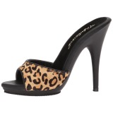 Leopard 13 cm Fabulicious POISE-501FUR damen pantoletten schuhe