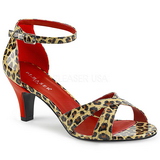 Leopard Kunstleder 7,5 cm DIVINE-435 grosse grössen sandaletten damen