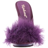 Lila 13 cm POISE-501F Mules Schuhe mit Marabou Federn - Plüsch