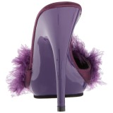 Lila 13 cm POISE-501F Mules Schuhe mit Marabou Federn - Plüsch