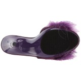 Lila 13 cm POISE-501F Mules Schuhe mit Marabou Federn - Plüsch