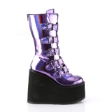 Lila Hologramm 14 cm SWING-230 damen cyberpunk plateaustiefel