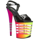 Mehrfarbig Neon 20 cm Pleaser FLAMINGO-809UVLN Plateau High Heels