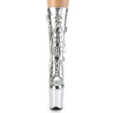 Metallic 20 cm FLAMINGO-1053 exotic platform stiefel mit schnalle silber