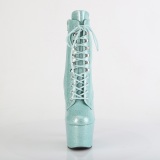 Mint green glitter 18 cm high heels ankle boots platform