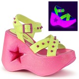 Neon 13 cm DemoniaCult DYNAMITE-02 lolita schuhe wedge sandaletten