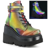 Neon regenbogen 11,5 cm SHAKER-52 lolita wedge stiefeletten plateau