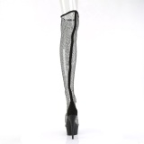 Netzstoff mit strass 15 cm DELIGHT-3009 Schwarze overknee high heels stiefel