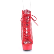 Netzstoff mit strass 15 cm DELIGHT ankle boots mit schnürsenkel in rot