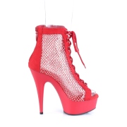 Netzstoff mit strass 15 cm DELIGHT ankle boots mit schnürsenkel in rot