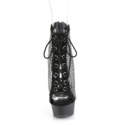 Netzstoff mit strass 15 cm DELIGHT ankle boots mit schnürsenkel in schwarz