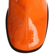 Orange lackstiefel blockabsatz 7,5 cm - 70er jahre hippie disco kniehohe boots gogo