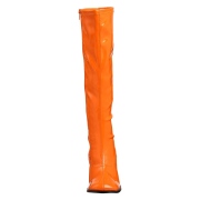 Orange patent boots 7,5 cm GOGO-300 High Heeled Womens Boots for Men