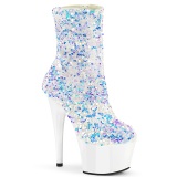 Pailletten plateauboots damen 18 cm ADORE-1042SQ weisse boots high heels