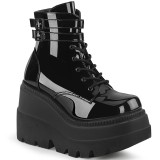 Patent 11,5 cm SHAKER-52 wedge ankle boots platform black