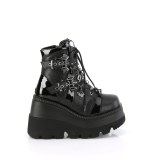 Patent 11,5 cm SHAKER-66 wedge ankle boots platform black