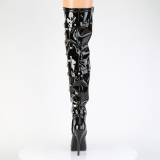 Patent 13,5 cm platform overknee high heel boots with chains