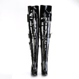 Patent 13 cm SEDUCE-3019 thigh high boots for mens and drag queens in black