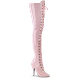 Patent 13 cm SEDUCE-3024 Rosa overknee boots with laces