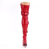 Patent 13 cm SEDUCE-3028 Red overknee boots with laces