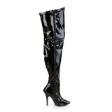 Patent 13 cm thigh high stretch overknee boots with wide calf