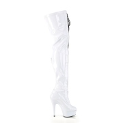 Patent 15 cm DELIGHT-3027 White overknee boots with laces