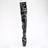 Patent 15 cm DELIGHT-4017 high heeled thigh high boots open toe with lace up