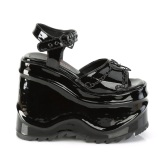 Patent 15 cm DemoniaCult WAVE-09 lolita platform wedge sandals
