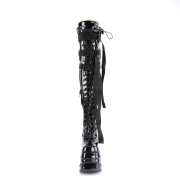 Patent 15 cm WAVE-315 Wedge Platform Thigh High Boots Black