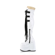 Patent 15 cm WAVE-315 Wedge Platform Thigh High Boots White